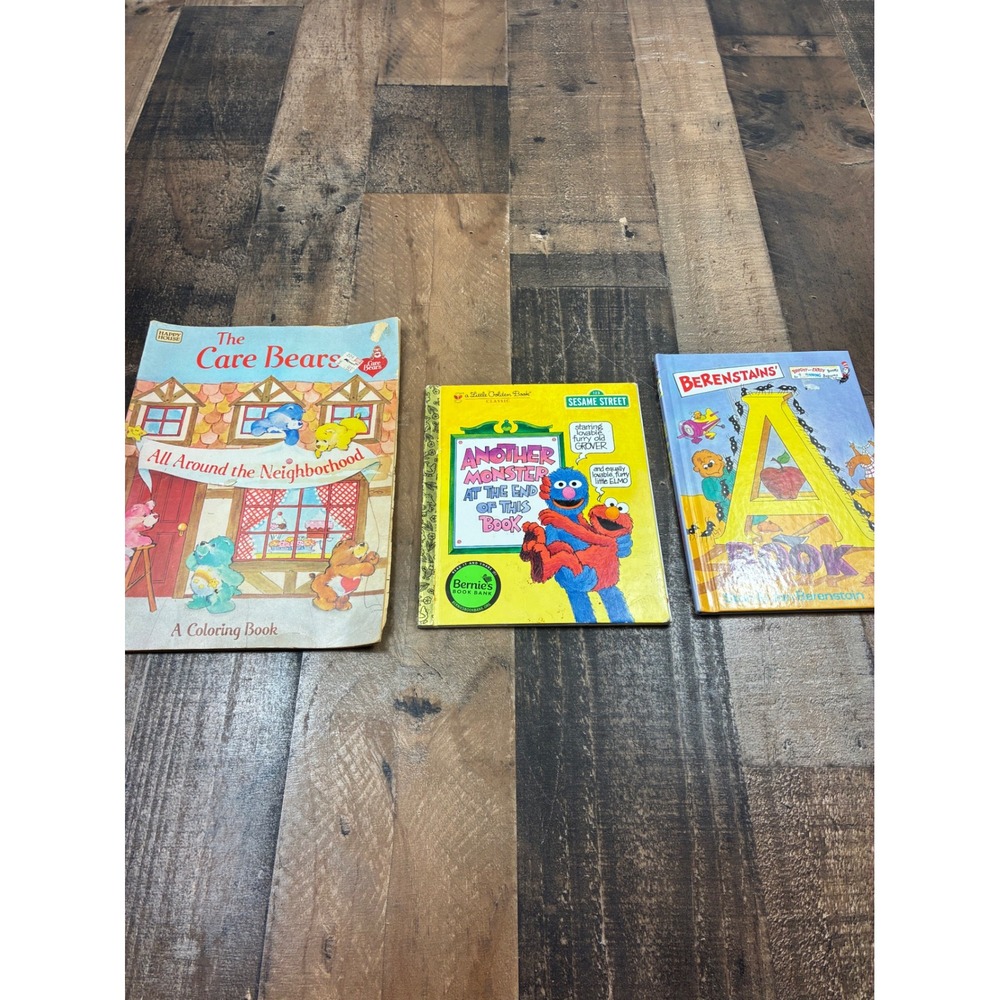 Vintage Childrens Book Lot Care Bears Coloring Sesame Street Little Golden Book
